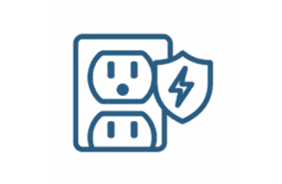 GFCI outlet installation icon with safety shield.