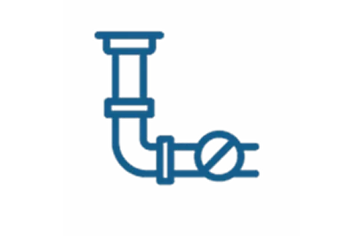 Vent pipe repair icon with plumbing elbow and valve.